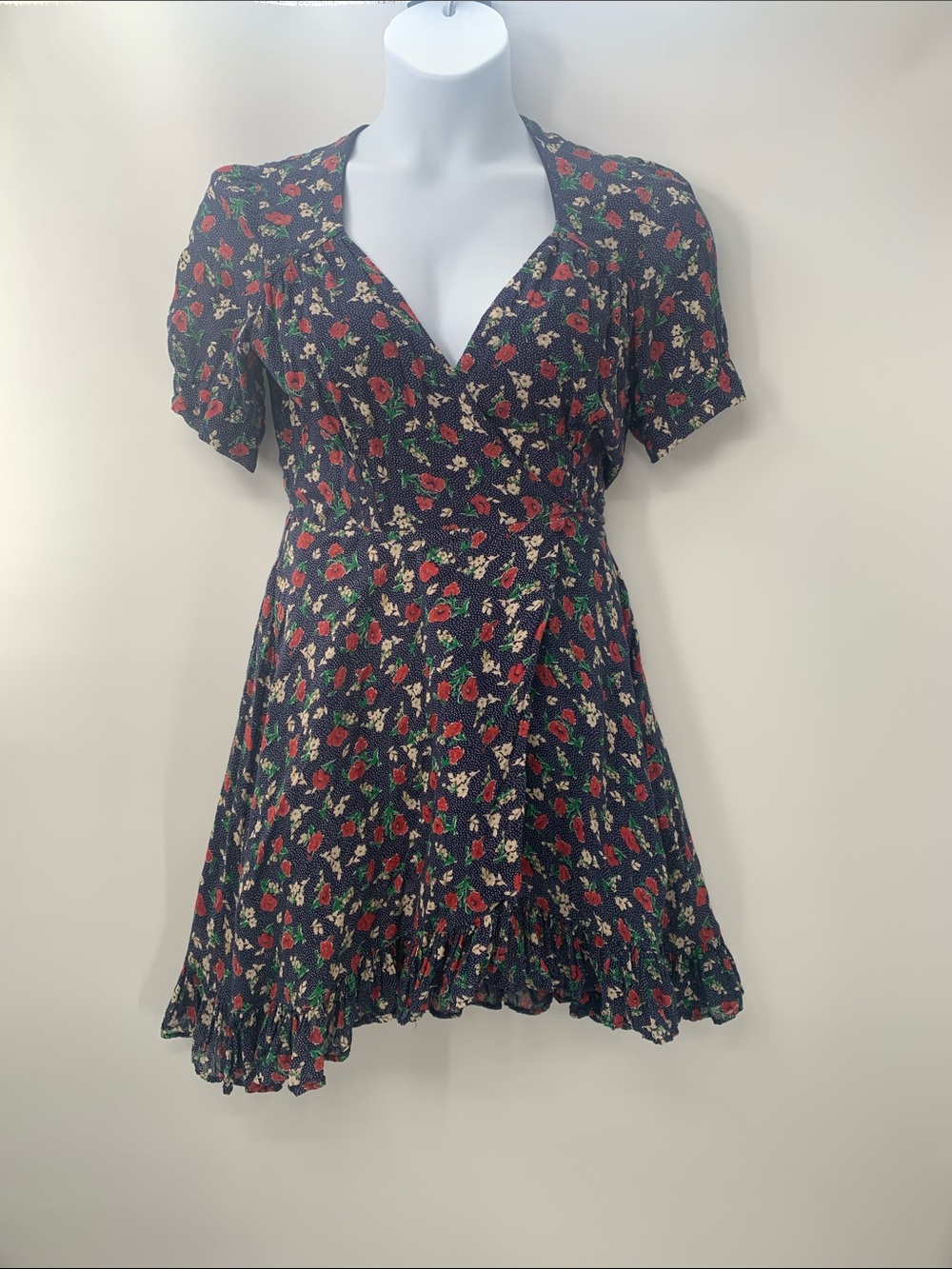 Ralph Lauren Denim & Supply Women's Floral Ruffle Wrap Dress Size L Boho